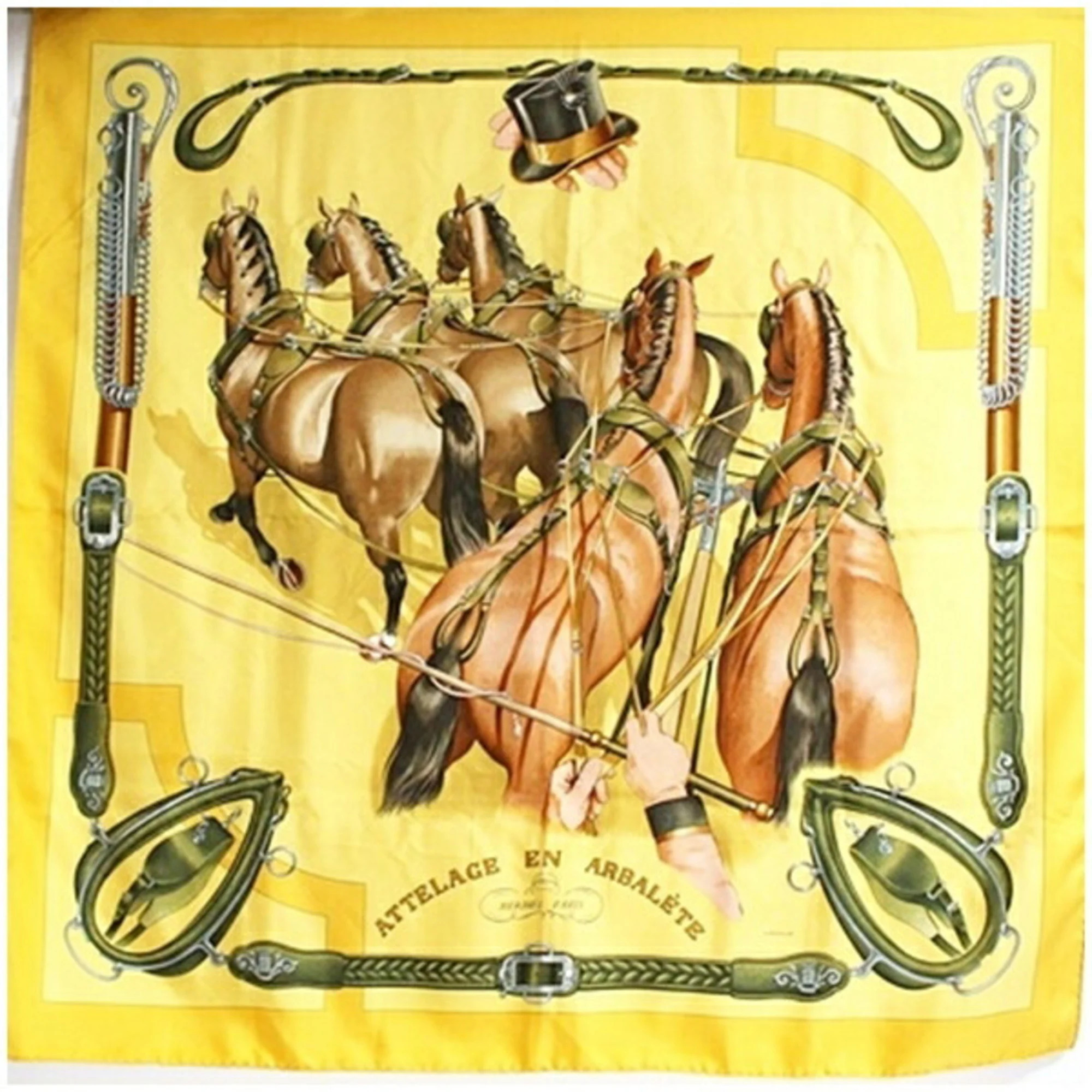 Hermes Authentic Yellow Silk Scarf